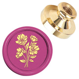 Golden Tone Wax Seal Brass Stamp Head, for Wax Seal Stamp, Rose, 25x14.5mm