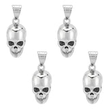 4Pcs 316 Surgical Stainless Steel Pendants, Skull, Antique Silver, 29x15x18mm, Hole: 7x10mm