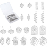 20Pcs 10 Style 201 Stainless Steel Pendants, Mixed Shape, Stainless Steel Color, 2pcs/style