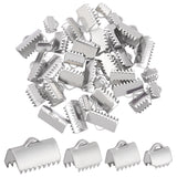 304 Stainless Steel Ribbon Crimp Ends, Stainless Steel Color, 6~9x6.5~13mm, Hole: 1.5mm, 40pcs/box