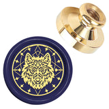 Golden Tone Wax Seal Brass Stamp Head, for Wax Seal Stamp, Wolf, 25x14.5mm