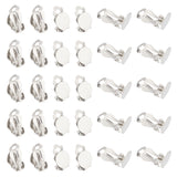 304 Stainless Steel Clip-on Earring Findings, Flat Round, Stainless Steel Color, Tray: 9.8mm, 16x10x7mm, 50pcs/box
