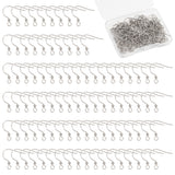 100Pcs 304 Stainless Steel Earring Hooks, Ear Wire, French Hooks with Coil, Stainless Steel Color, 17x17.5x2.5mm, Hole: 2mm, Pin: 0.7mm