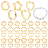 50Pcs 5 Style Brass Bead Frame, for Earrings & Hair Jewelry Accessories Bag Bead Buckle, Mixed Shape, Real 18K Gold Plated, 8~10x8.5~11x2.5mm, Hole: 1~1.2mm, 10pcs/style