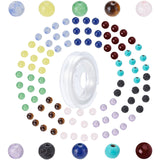 DIY Chakra Themed Stretch Bracelets Making Kits, with Round Gemstone Beads and Elastic Thread, 4~5mm, Hole: 0.5~1mm, 10materials, 40pcs/material, 400pcs/box
