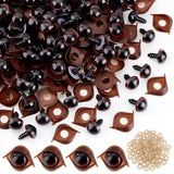 Half Round Plastic Craft Safety Eyes & Eyelid Sets, Doll Making Supplies, with Plastic Washer, Coconut Brown, 18.5x13.5mm, 300pcs/set