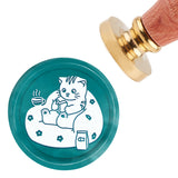 Brass Wax Seal Stamp with Handle, for DIY Scrapbooking, Cat Pattern, 3.5x1.18 inch(8.9x3cm)