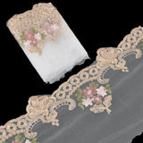 Polyester Embroidery Lace Ribbon, Flower Lace Trim for Clother Decoration, Flat, Wheat, 6-3/4~7-3/8 inch(170~188mm)