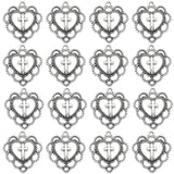 100Pcs Tibetan Style Alloy Pendants, Crosslet Heart Pendants, Lead Free & Cadmium Free, Heart with Cross, Antique Silver, 21.5x20x3mm, Hole: 1.4mm