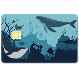 PVC Plastic Waterproof Card Stickers, Self-adhesion Card Skin for Bank Card Decor, Rectangle, Whale, 186.3x137.3mm