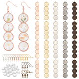 DIY Blank Dome Earring Making Kit, Including Flat Round Alloy Pendant Cabochon Settings, Brass Earring Hooks, Glass Cabochons, Mixed Color, 120Pcs/box