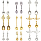 36pcs 9 style Tibetan Style Alloy Pendants, Kitchen Utensil Pendants, Spoon, Mixed Color, 32~59x8.5~15x1.5~4mm, 4pcs/style