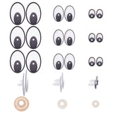 150 Sets 3 Styles Plastic Safety Eyes, with Gasket, for Crafts, Crochet Toy and Stuffed Animals, Oval, Black, 15.5~47x11.5~30.5x14.5~17mm, 50 sets/style