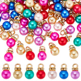 140Pcs 7 Colors ABS Plastic Charms, with Golden Tone Iron Findings and Rhinestone, Dyed, Round, Mixed Color, 13.5x8mm, Hole: 2.5mm, 20pcs/color