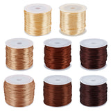 8 Roll 8 Styles Nylon Rattail Satin Cord, Beading String, for Chinese Knotting, Jewelry Making, Coconut Brown, 1~2mm, about 10.93 yards(10m)/roll~32.8 yards(30m)/roll, 1 roll/style