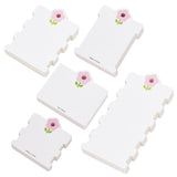 150Pcs 5 Styles Paper Hair Tie Display Cards Sets, Hair Clip Display Cards, Rectangle with Pink Flower Pattern, White, 8.45~17x8.2~9.5x0.06cm, Hole: 8mm, 30pcs/style