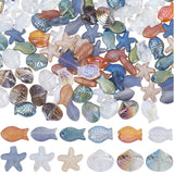 120Pcs 12 Style Electroplate Glass Beads, Fish & Shell & Starfish , Mixed Color, 10~15x8~14.5x5~10mm, Hole: 0.8~1mm, 10Pcs/style