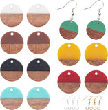 DIY Dangle Earring Making Kits, Including Resin & Walnut Wood Pendants, Brass Earring Hooks, Brass Jump Rings, Leaf, Mixed Color, Pendants: 38x20x3mm, Hole: 2mm, 5 colors, 2pcs/color, 10pcs/box