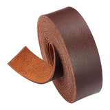 Flat Single Face Imitation Leather Cords, Lychee Pattern, Saddle Brown, 25x1.8mm, 2500mm/Roll