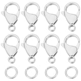 6Pcs 316 Surgical Stainless Steel Lobster Claw Clasps, with 20Pcs 304 Stainless Steel Jump Rings, for DIY Jewelry Making Findings, Stainless Steel Color, 19x11x5mm, Hole: 2mm