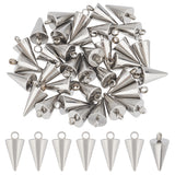 304 Stainless Steel Pendants, Spike/Cone, Stainless Steel Color, 13.5x7mm, Hole: 2mm, 40pcs/box