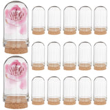 Glass Dome Cloche Cover, Bell Jar, with Cork Base, For Doll House Container, Dried Flower Display Decoration, Clear, 44.5x25mm, Capactiy: about 9ml(0.3 fl. oz), 15pcs/box