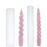 2Pcs 2 Style DIY Spiral Taper Candle Silicone Mold, Twist Rod Candle Mould, White, 19~20.2x3.2~4cm, Inner Diameter: 2cm,  1pc/style