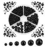 1070Pcs 6 Styles ABS Plastic Imitation Pearl Beads, Round, Black, 3mm, Hole: 1.4mm, about 600pcs