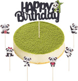 DIY Paper Panda Cake Insert Card Decoration Set, with Cake Decor Birthday Party Decoration, for Birthday Cake Decor, Mixed Color, Insert Card Decoration Set: 59~121x2~52x0.5~2mm; Cake Decor Birthday Party Decoration: 150mm