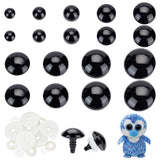 18Pcs 9 Style Resin Safety Eyes, with Plastic Spacer, for Crafts, Crochet Toy and Stuffed Animals, Half Round, Black, 21~34x20~59mm, 2pcs/style