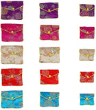 Embroidery Damask Cloth Pouches Set, with Snap Button and Zipper, Small Gift Bags for Jewelry, Mixed Color, 6.45~10.2x8~12.5cm, 15pcs/set