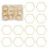 50Pcs 201 Stainless Steel Linking Rings, Hexagon, Golden, 18x16x1mm