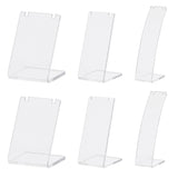 6Pcs 3 Styles Transparent Acrylic Slant Back Jewelry Display Stand, L-Shaped, for Necklace & Dangle Earring Display, Clear, 3~4x3.95~5x5.65~11.4cm, 2pcs/style