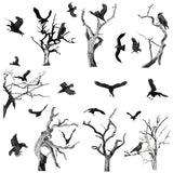 8 Sheets 8 Styles PVC Waterproof Wall Stickers, Self-Adhesive Decals, for Window or Stairway Home Decoration, Rectangle, Branch, 200x145mm, about 1 sheets/style