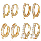 8Pcs 4 Style Brass Micro Pave Clear Cubic Zirconia Hoop Earrings Findings, with Loops, Real 18K Gold Plated, 14~115.5x13~14x2~4.5mm, Pin: 0.6~1mm, 2Pcs/style