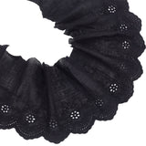 MAYJOYDIY US 4.7~5 Yards Cotton Embroidery Flower Ribbons, Flat, Black, 5-5/8~6 inch(142~152mm)