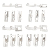 16Pcs 4 Styles Eco-Friendly Brass Watch Band Clasps, Long-Lasting Plated, Silver, 15~17x3.5~7.5x4mm, 4pcs/style