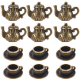 40Pcs 2 Styles Tibetan Style Alloy Pendants, Teapot, Antique Bronze, 13x15x8mm, Hole: 2mm, 20pcs/style