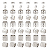 80Pcs 4 Style 304 Stainless Steel European Beads, Large Hole Beads, Column & Hexagon, Stainless Steel Color, 5~7x4.5~7mm, 1.8~4.5mm, 20pcs/style