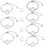 DIY Bracelet Making, with 304 Stainless Steel Link Bracelet Making and Transparent Half Round Glass Cabochons, Stainless Steel Color, 15.5~16x4~5mm