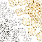 40Pcs 2 Colors 201 Stainless Steel Connector Charms, Clover Links, Golden & Stainless Steel Color, 15.5x12x1mm, Hole: 1mm, 20pcs/color