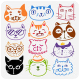 PET Hollow Out Drawing Painting Stencils, for DIY Scrapbook, Photo Album, Cat Shape, 30x30cm