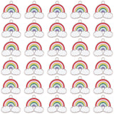 Alloy Enamel Pendants, Rainbow, with Cloud, Platinum, Colorful, 17.5x19x1.6mm, Hole: 2mm, 30pcs/box