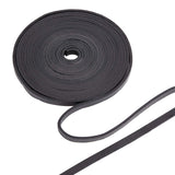 Flat Cowhide Leather Cord, for Jewelry Making, Black, 8x3mm