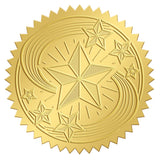 Self Adhesive Gold Foil Embossed Stickers, Medal Decoration Sticker, Star Pattern, 50x50mm