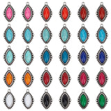 30Pcs 15 Colors Zinc Alloy Pendants, with Resin, Horse Eye, Mixed Color, 23.5x14.5x5.5mm, Hole: 1.8mm, 2pcs/color