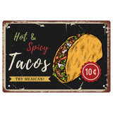 Vintage Metal Iron Tin Sign Poster, Wall Decor for Bars, Restaurants, Cafes Pubs, Vertical Rectangle, Mexican Taco, Food Pattern, 300x200x0.5mm, Hole: 5x5mm