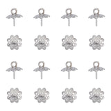 Stainless Steel Peg Bails Pendants, Cup Peg Bails,for Half-Drilled Beads, 8-Petal, Flower, Stainless Steel Color, 8x7.5x7.5mm, Hole: 1.2mm, Pin: 0.6mm, 100pcs/box