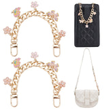 2Pcs Aluminum Curb Chains Bag Handles, Alloy Enamel Butterfly & Flower Charm Bag Straps, Colorful, 19.6cm