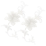 2Pcs Peony Computerized Embroidery Cloth Iron on/Sew on Patches, Costume Accessories, Appliques, White, 390x156x0.7mm
